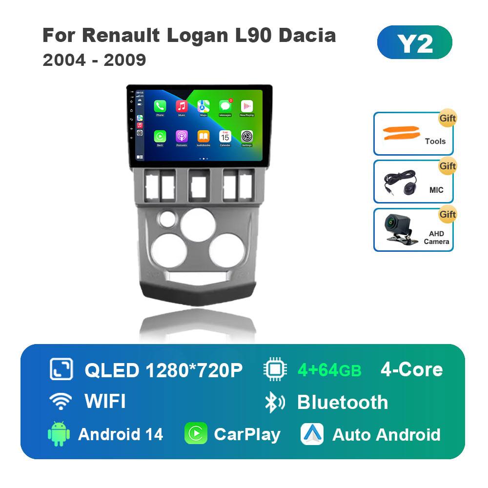 Car Video Multimedia player DSP Stereo for Renault Logan L90 Dacia 2004 - 2009 Android 14 GPS Navi WiFi IPS Screen 4G Bluetooth