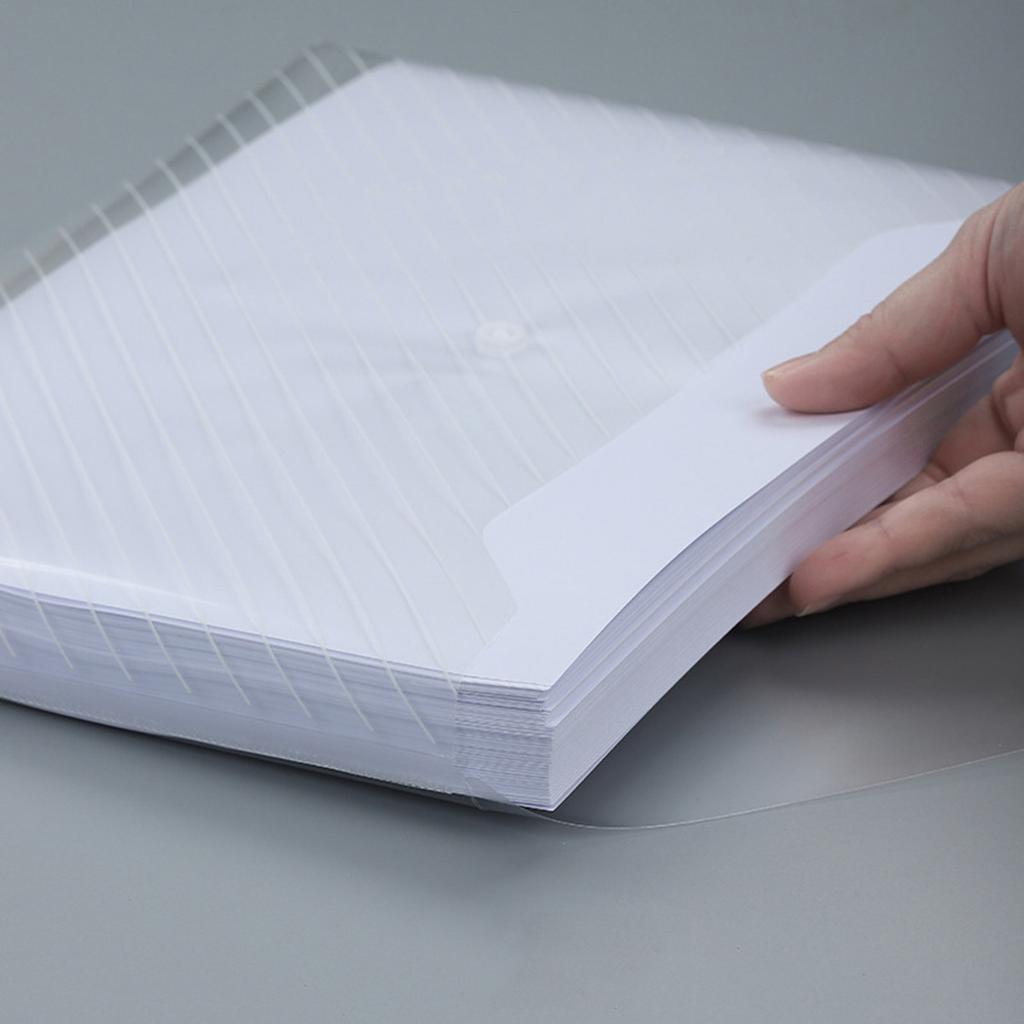 10pcs A4 Transparent Button Type File Bag Students Pocket Folders Waterproof Wholesale Data Files To Install Test Papers Office