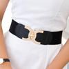 Women's Golden Rotating Lock Elastic Waistband Four Seasons All-Match Waist Seal Women's Elastic Wide Belt Four