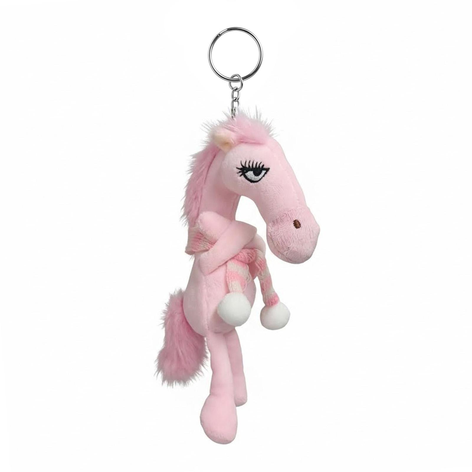 

Year of The Horse Lucky Mascot Symbolizing Strength Courage Balance Horse Keychain Plush Toy for Backpack Purse and Bag розовый