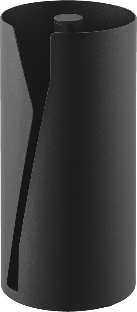 Yamazaki Tower Kitchen Paper Holder, Vertical Type, Black, 12cm W x 12cm D x 24.7cm H, Space-Saving, Cuts with One Hand, Concealed, 10040