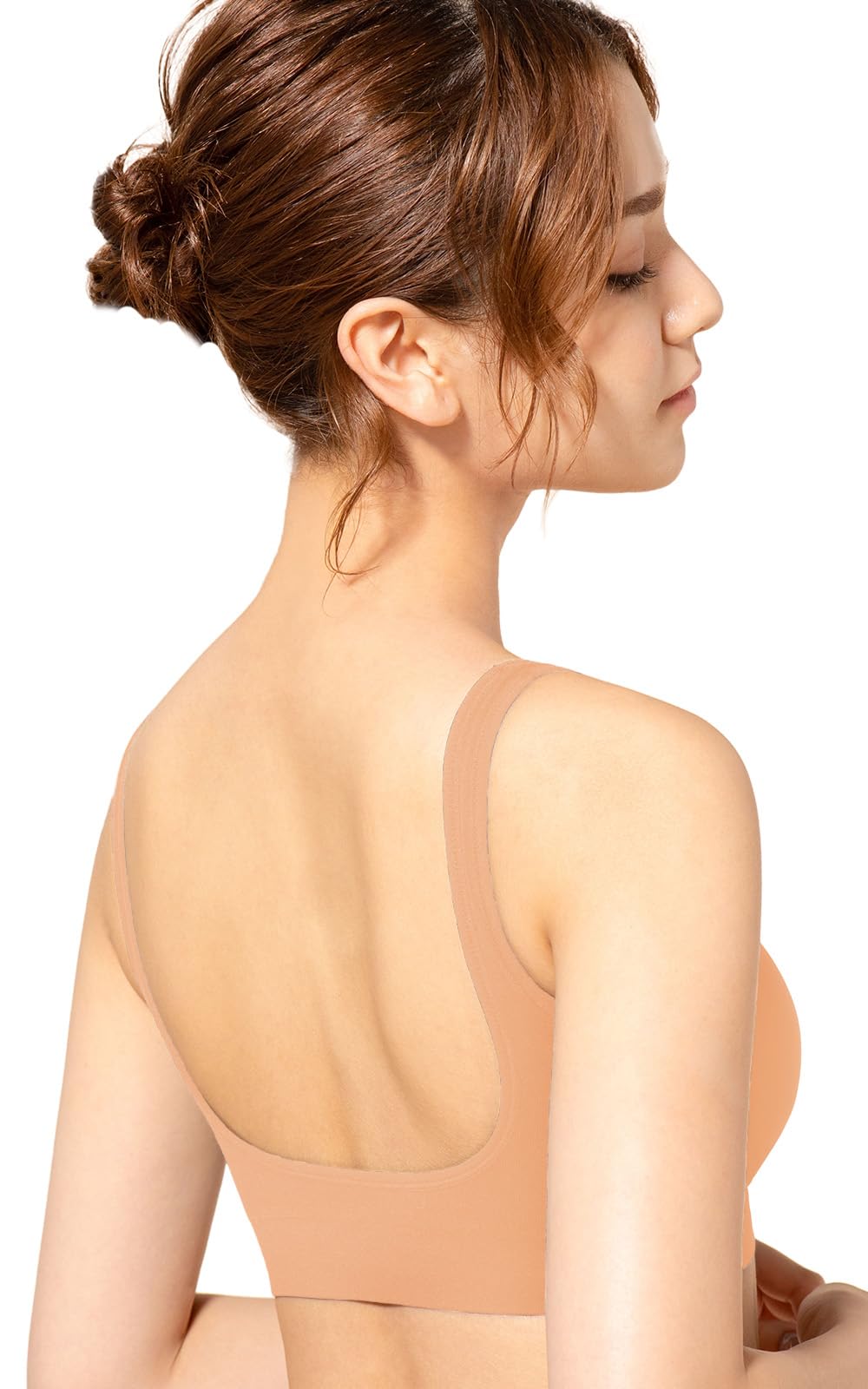 

Ночной Дневной Открытая спина [Bambi Water] Бюстгальтер, U-образная спина, Совместимый с комплектом, 24-часовое использование, Без косточек, Использовать, (М, бежевый) бежевый