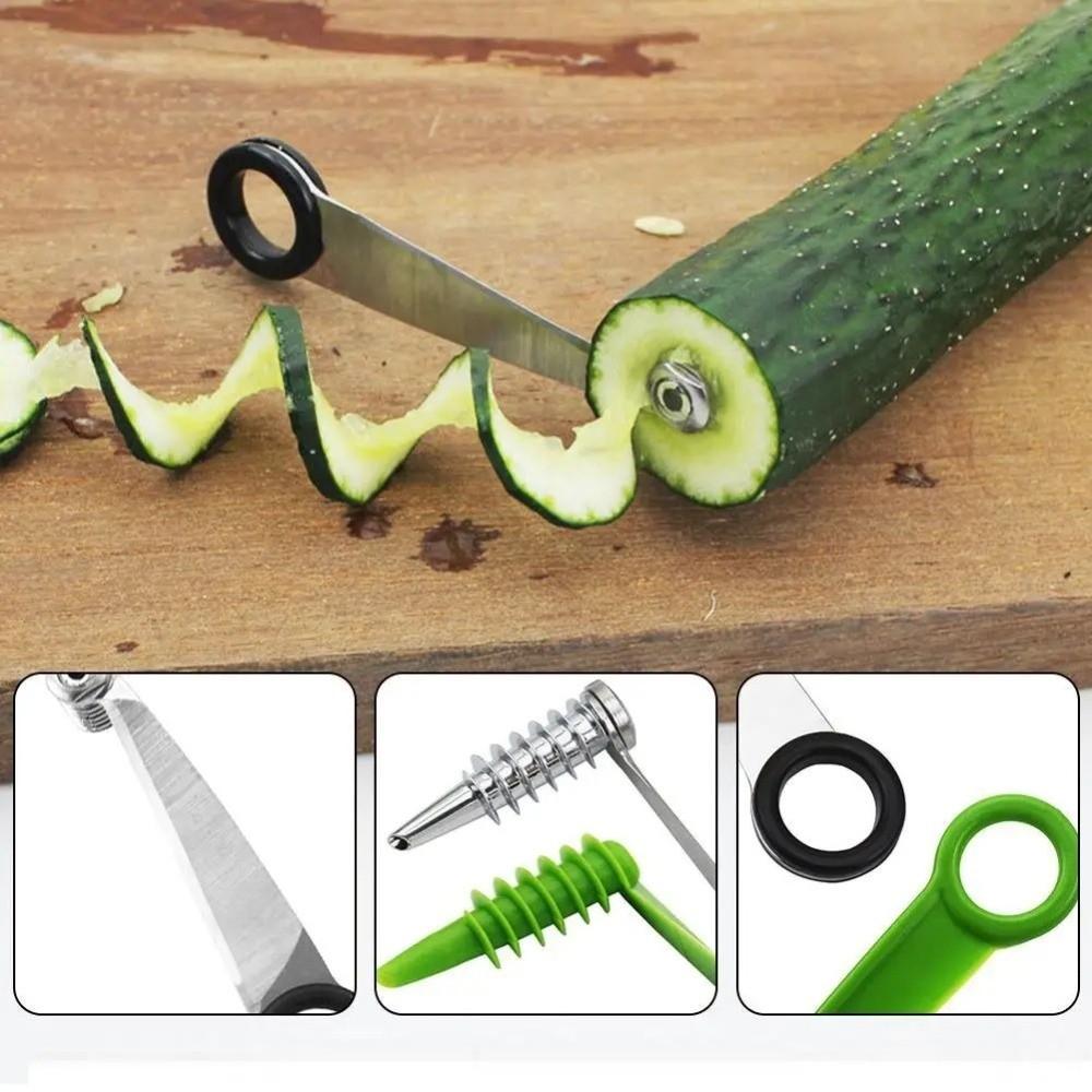 Portable Vegetable Spiral Cutting Machine Stainless Steel Vegetable Spiralizer Kitchen Tool