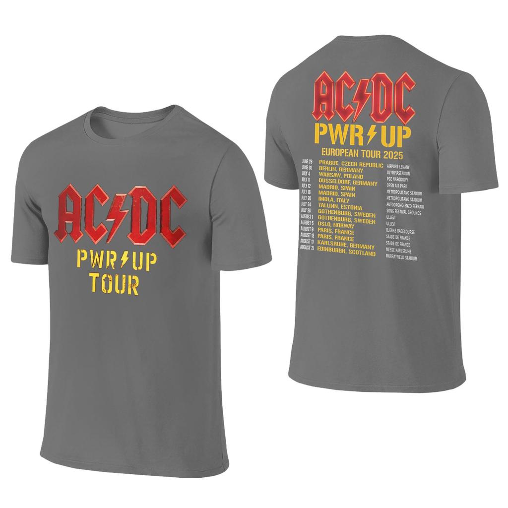 AC Pwr Up World Tour DC EUROPE 2025 Graphic Print T Shirts for Men Women  Pure Cotton  Tee Shirt Clothes