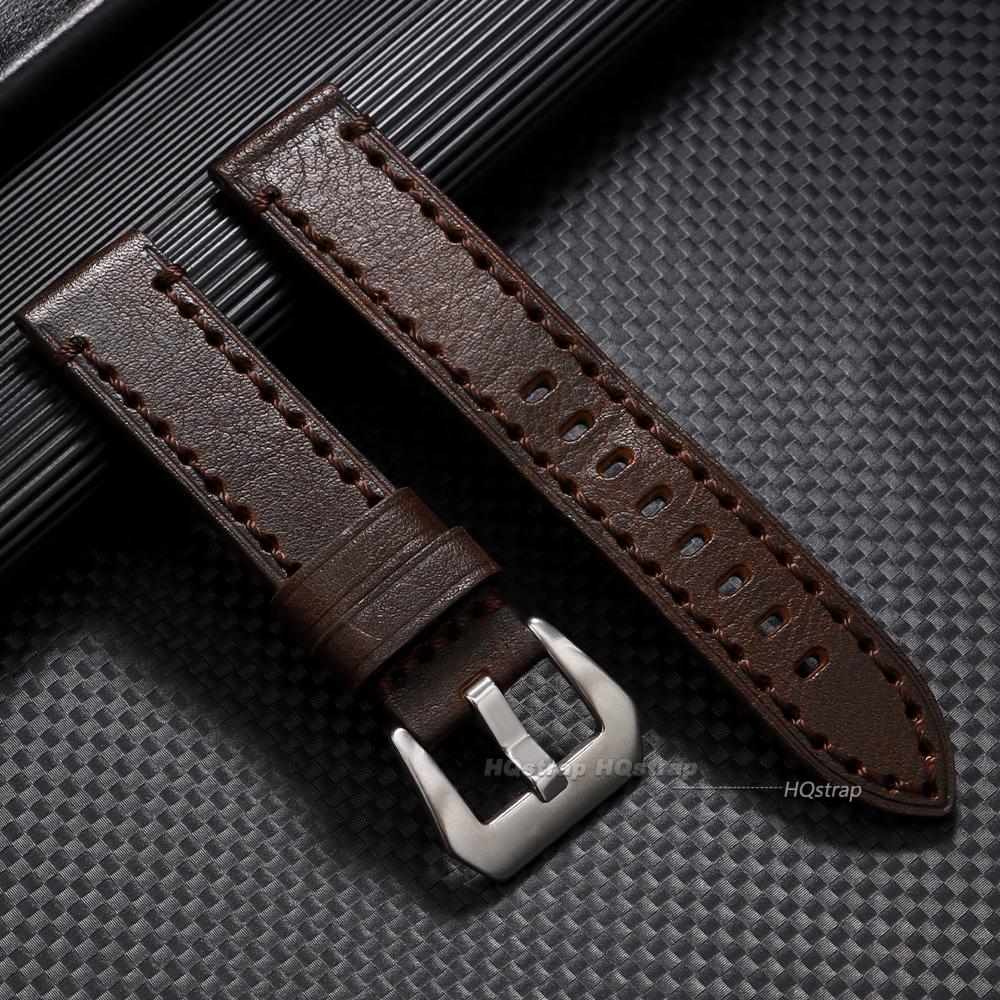 Vintage Brązowy Skórzany Pasek do Zegarka dla Panerai dla Seiko Pasek ze Skóry Bydlęcej Mężczyźni Kobiety Bransoleta do Zegarka 18mm 20mm 22mm 24mm 26mm
