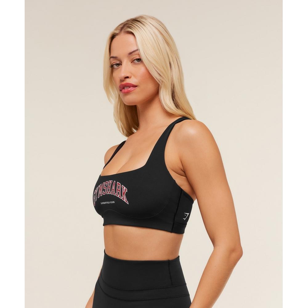 Gymshark Collegiate Sports Bra Black B4b6w Bb2j