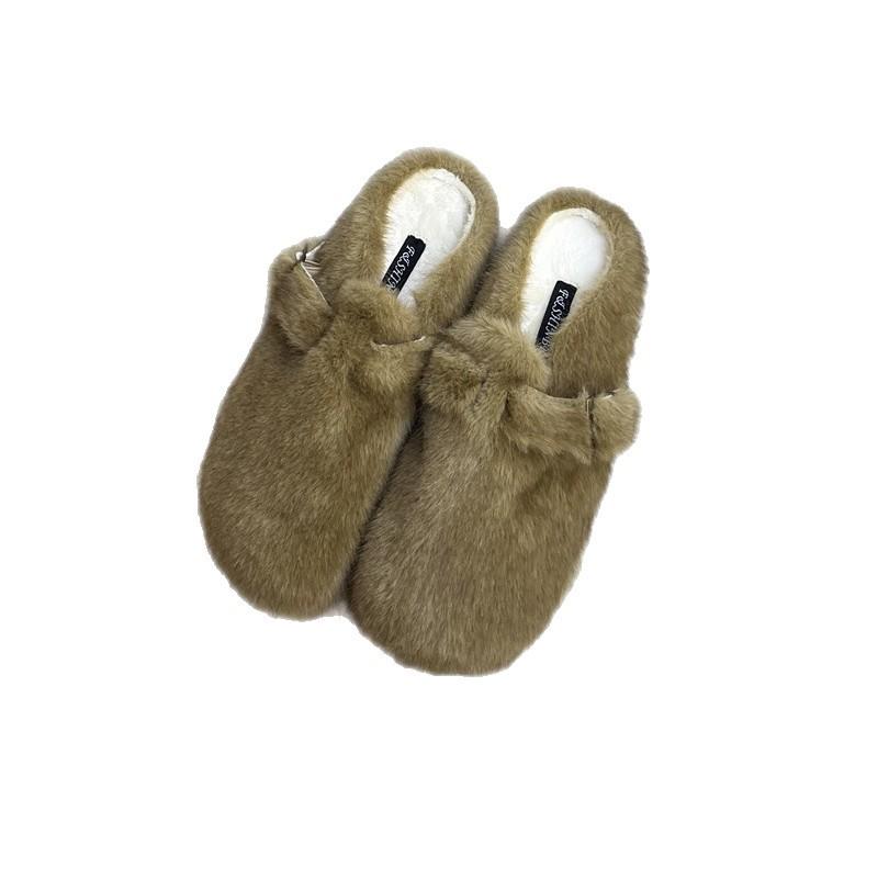 Casual small lazy person heightening cotton drag 2025 Internet celebrity new non-slip skirt versatile fluffy slippers women