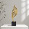 Geometric Leaf Sculpture with Square Base Sturdy for Shelf Display, Office