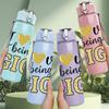 1PC I Love Being Gigi Gold Glitter 750ml Color Plastic Sports Water Bottle Leakproof Flip Straw Lid Suitable for Sports Office Home Use