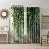 2 pcs   versatile polyester transparent curtains for home decoration Vintage plants and rattan for use in bedrooms and living