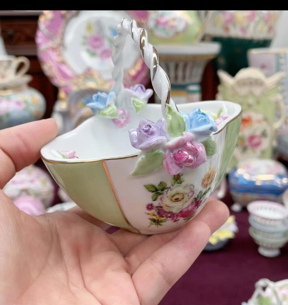 Ceramics Flower Jewelry Storage Box Vase Teapot Flower Basket Jewelry Case Storage Jewelry Organizer Display Home Decor Ornament