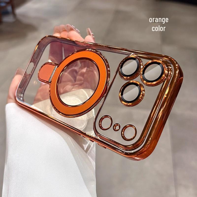 Magnetic Ring Stand for iPhone 17/16 Pro Max Electroplated Soft Case