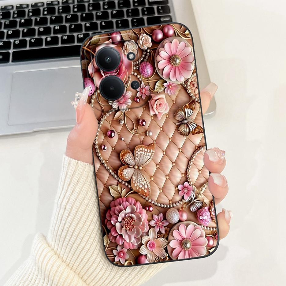 Für Xiaomi Redmi 15C 4G Hülle PocoC85 Niedliche Katze Blume Bemalte Abdeckung Weiche Silikon Handyhülle Für Xiaomi Poco C85 Redmi15C 4G Taschen