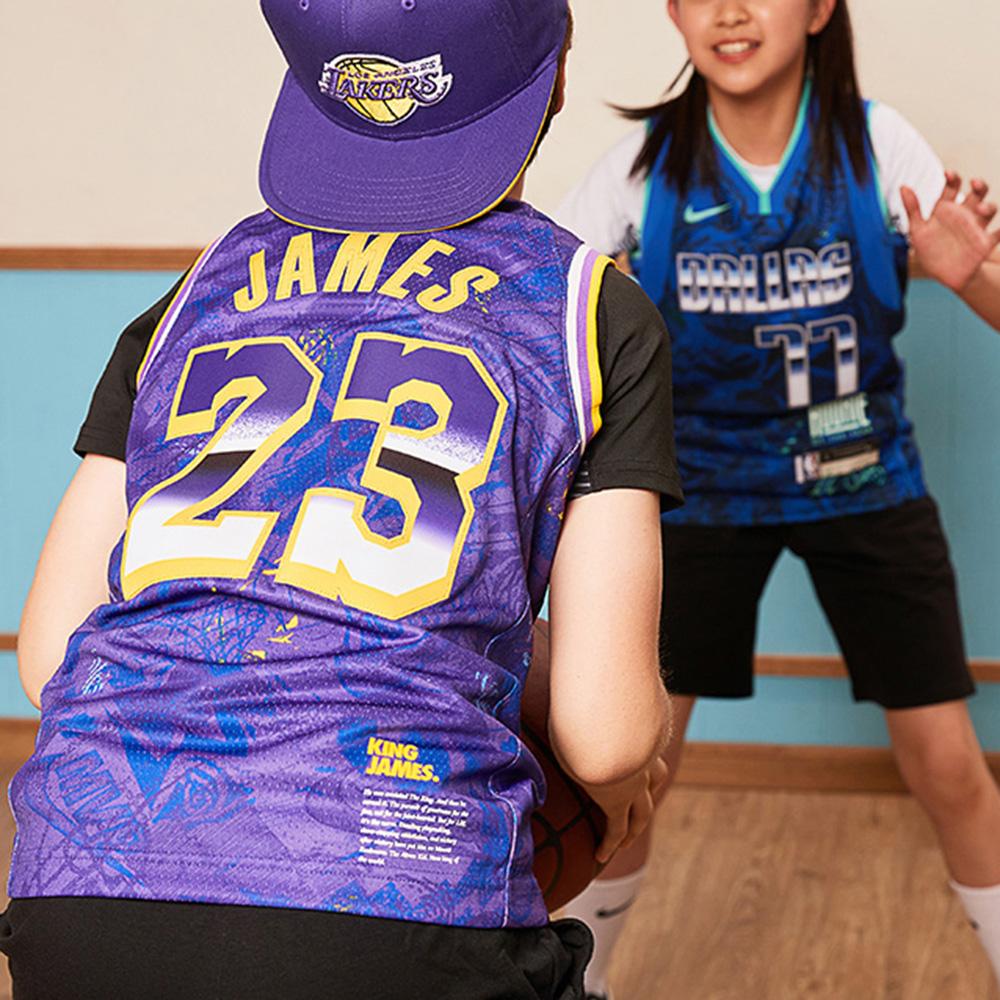Nike Casual Sports Suit Retro Basketball Jersey Kids Basketball Uniform Dallas Mavericks Doncic 77 Kids Sportswear Black Blue 3Z2B7BU4P-MAVDL