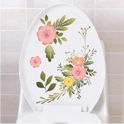 Blomsterveggmaleri Toalettdekorasjon Klistremerker Baderomsdekorer Selvklebende Malerier Avtakbart PVC-klistremerke 1 stk