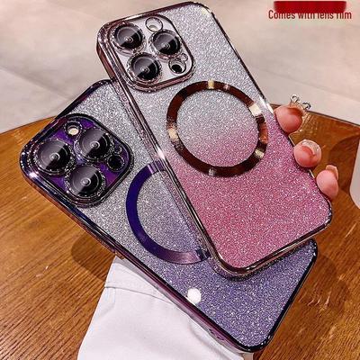 IPhone 15 Pro Max Gradient Glitzer Galvanisiertes Magnetisches Case für Apple 14/13/16