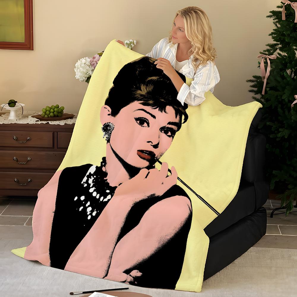 Superstar A-Audrey H-Hepburn Throw Flannel Blanket, Soft Warm, Durable & Washable Cute Cool