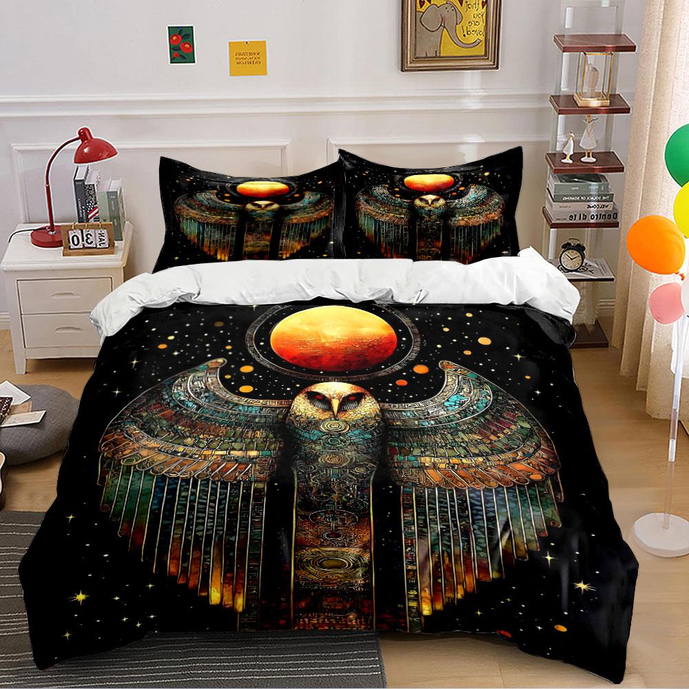 Mystic Owl with Moon Wings Bedding Duvet Cover Set (1*Duvet Cover 2*Pillowcases, without duvet insert)