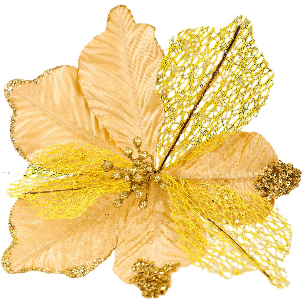 

Handmade Glitter Hollow Maple Charm for Christmas Decorations with Delicate Fabric and Holiday Seasonal Accent жёлтый