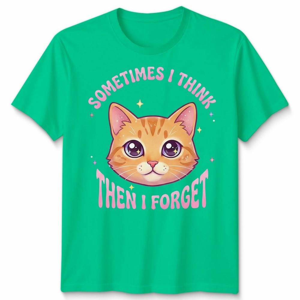 Sometimes I Think And Then I Forget Cat Meme Novelty Joke Animal T Shirt Unisex S