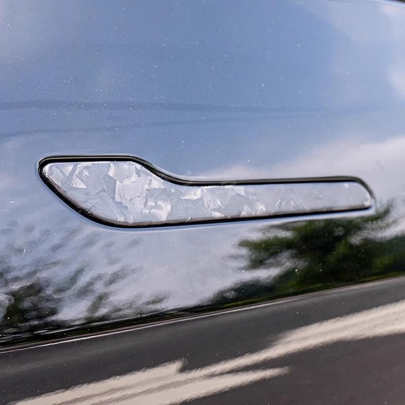 For Tesla Model 3/Y Real Dry Carbon Fiber Door Handle Sticker Renewed Handle Interior Accesorios Para Auto Car Accessories Tools