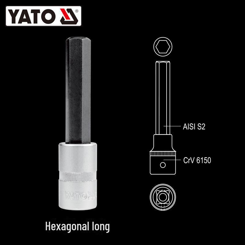 YATO Hex Socket Set: Long Hexagonal Electric Wrench Screwdriver Attachment