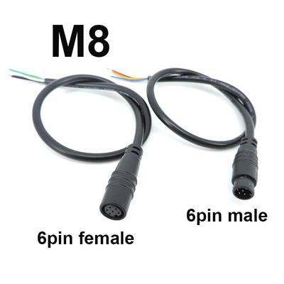 M8 vrouwelijk mannelijk 6pin 28awg kern DC elektrische fiets butt joint plug ebike waterdichte connector display scooter remkabel