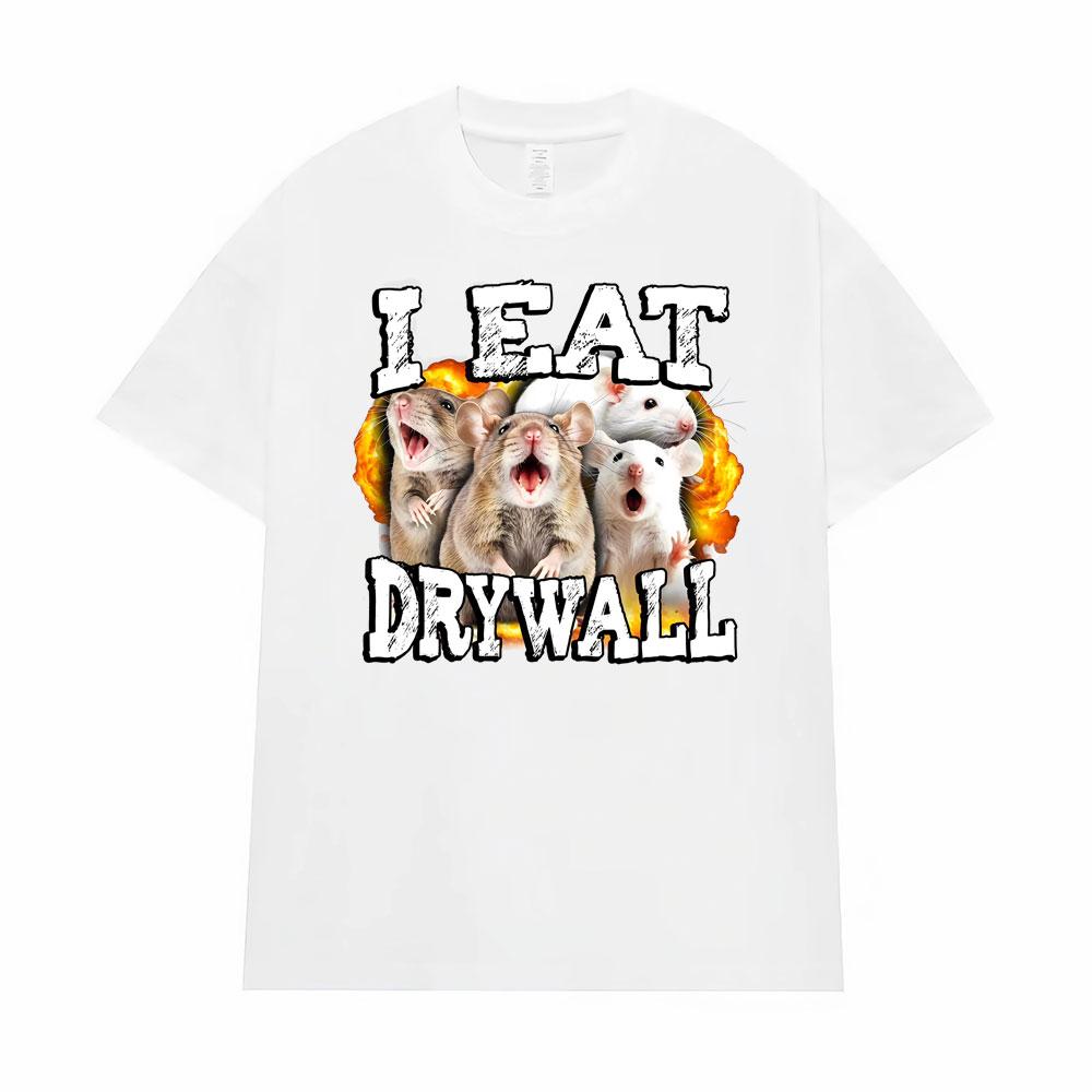 Funny Meme I Eat Drywall Cursed Mouse Graphic T-shirt Men Women High Quality Comfort T Shirt Fashion Classic Streetwear T Shirts