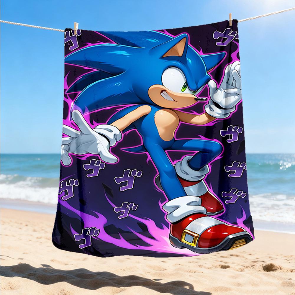 1pc Sonic Outdoor Personalized Flannel Blanket, Soft, Lightweight Personalized Flannel Blanket, Digital Printing,