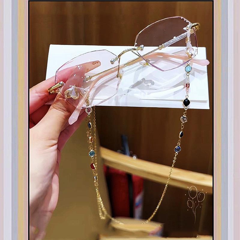 Diamond trimmed frameless reading glasses new ultra-light A fashion Internet celebrity anti-blue point diamond high-end reading glasses women
