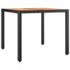 VidaXL Garden Table Wooden Top Black Woven Resin Solid Wood 319548