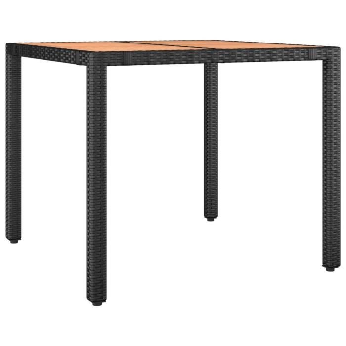 VidaXL Garden Table Wooden Top Black Woven Resin Solid Wood 319548