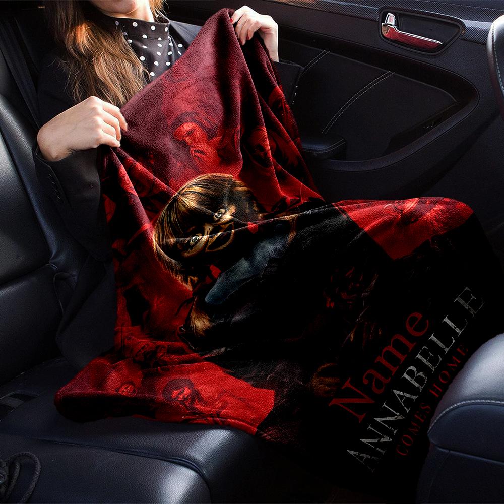 Custom Name Halloween horror Theme Printed Blanket - Perfect for Couch, Bed, Travel & Outdoor Use | Machine Washable, Cozy & Durable.