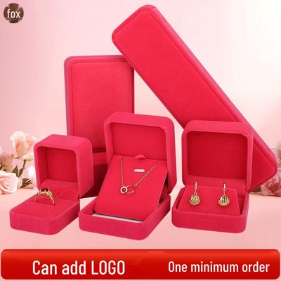 Boîte à bijoux romantique en velours rouge rose pour bagues, pendentifs, bracelets et colliers