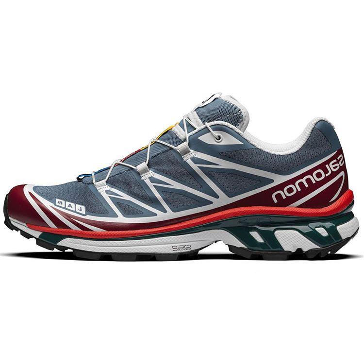 

SALOMON Xt-6 Ткань Личи Трейл Низкие Уличные Функциональные Кроссовки Обувь Унисекс Синий Красный 413171 44