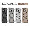 Titanium Metal Alloy Magnetic Phone Case For iPhone 13 14 15 Plus 16 Pro Max 360° Rotation Holder Frameless Protective Cover