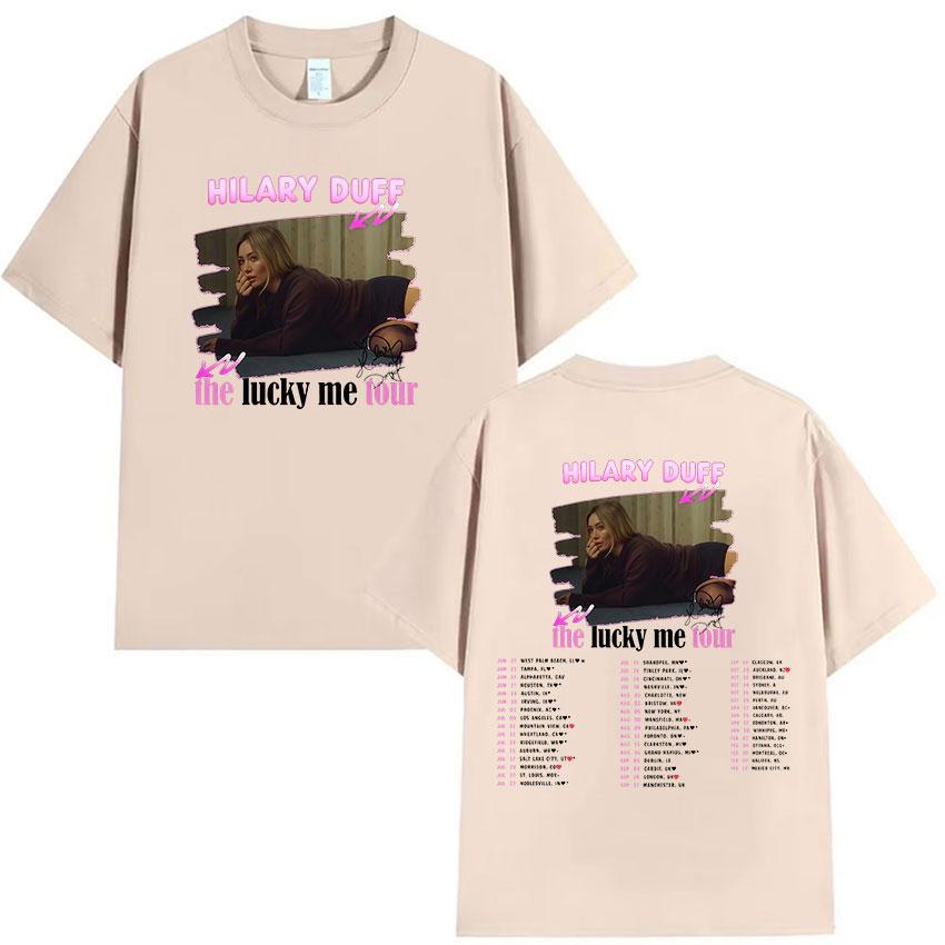 Hilary Duff The Lucky Me Tour 2026 Maglietta Grafica Unisex Donna Abbigliamento Musica Pop T-shirt Manica Corta Vintage 100% Cotone T-shirt