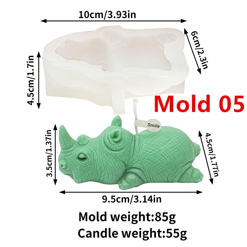 3D Fierce Dinosaur Animal Silicone Candle Mold DIY Rhinoceros Lying Crocodile Shapes Candles Gypsum Home Decor Gift