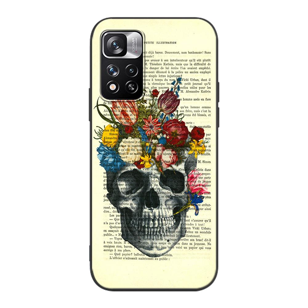 

Чехол с черепом и розами для Xiaomi Redmi Note 9S 9 8 10 11 Pro 9C 9A 7 8T 7A 8A 6A 6 10S черный мягкий силиконовый чехол для телефона Coque Redmi 6