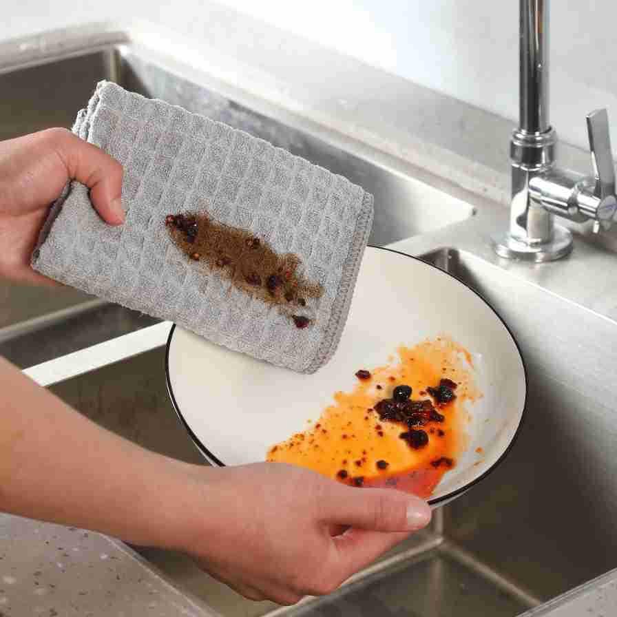 Waffle Weave Microfiber Dishcloth - Thick, Absorbent Kitchen and Bar Cleaning Towel