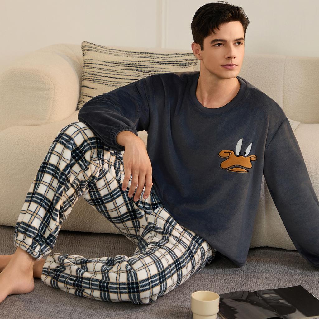 Higher Quality Thickened Warm Flannel Plus Size Men Pajamas Fall and Winter Nightwear Striped Sleepwear Homewear