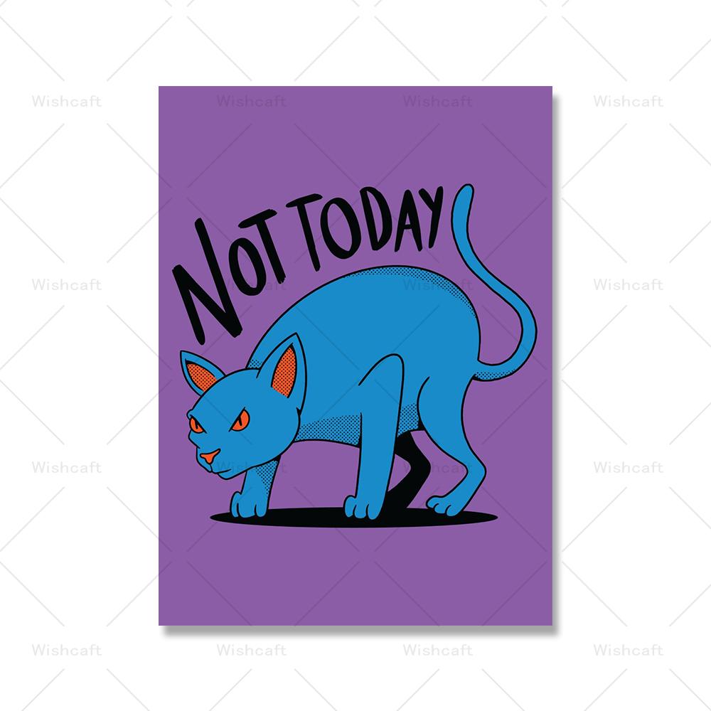 Grim Tattoo Cat on Red Sun Canvas Painting Funny Cute Cat Samurai Poster Print Kids Bed Home Room Wall Art Decoration Pictures