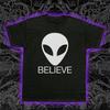 Alien Gray I Want To Believe T-Shirt X-Files UFO Fox Mulder Sci-Fi Tee