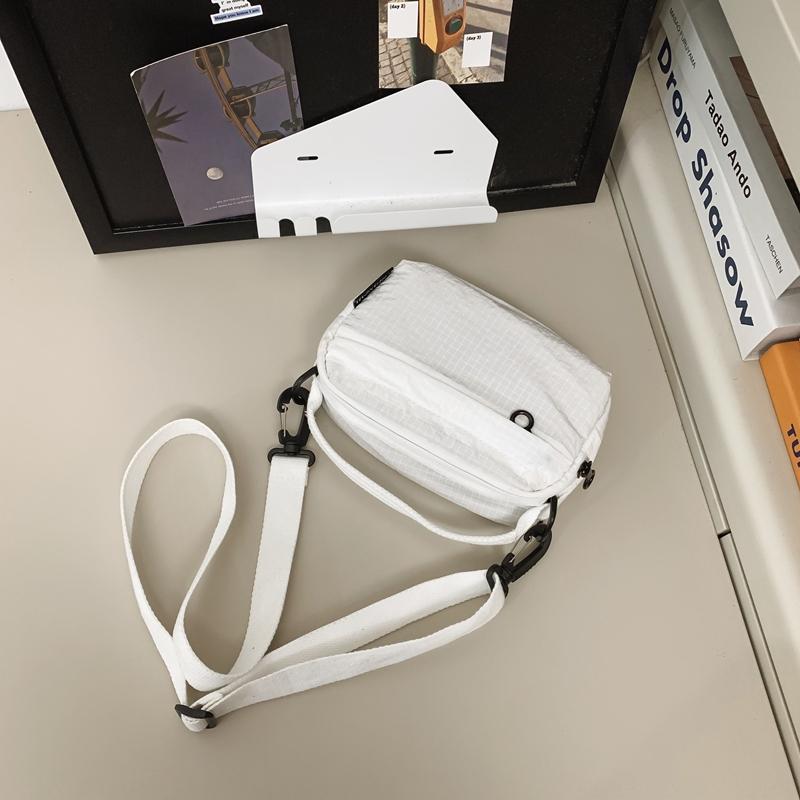 Women Nylon Small Handbag Men Waterproof Lightweight Shoulder Bag Solid Color Crossbody Mobile Phone Bag