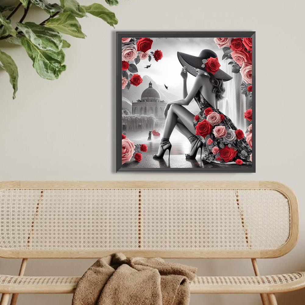 Girl 5D DIY Full Drill Round Diamond Painting Kit for Home Wall Decoration