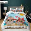 Cartoon Owl Duvet Cover Set King Size Owls In Love Print Cute Partners Couples Twin Bedding Set Soft Microfiber Comforter Cover