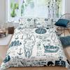 Compass Duvet Cover SetHand Drawn Windrose Floral Arrangement Design Compass Boating Theme PrintBedding Set DecorFull Size