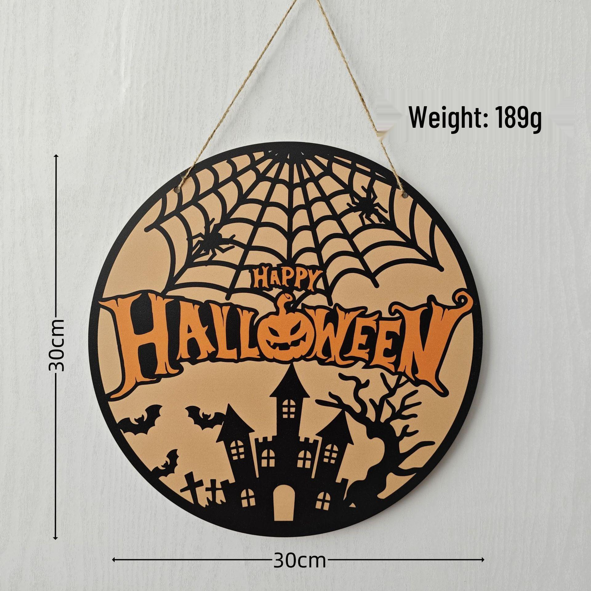 

Halloween Cubist Wooden Door Plate Pendant - Round Party Yard Decoration