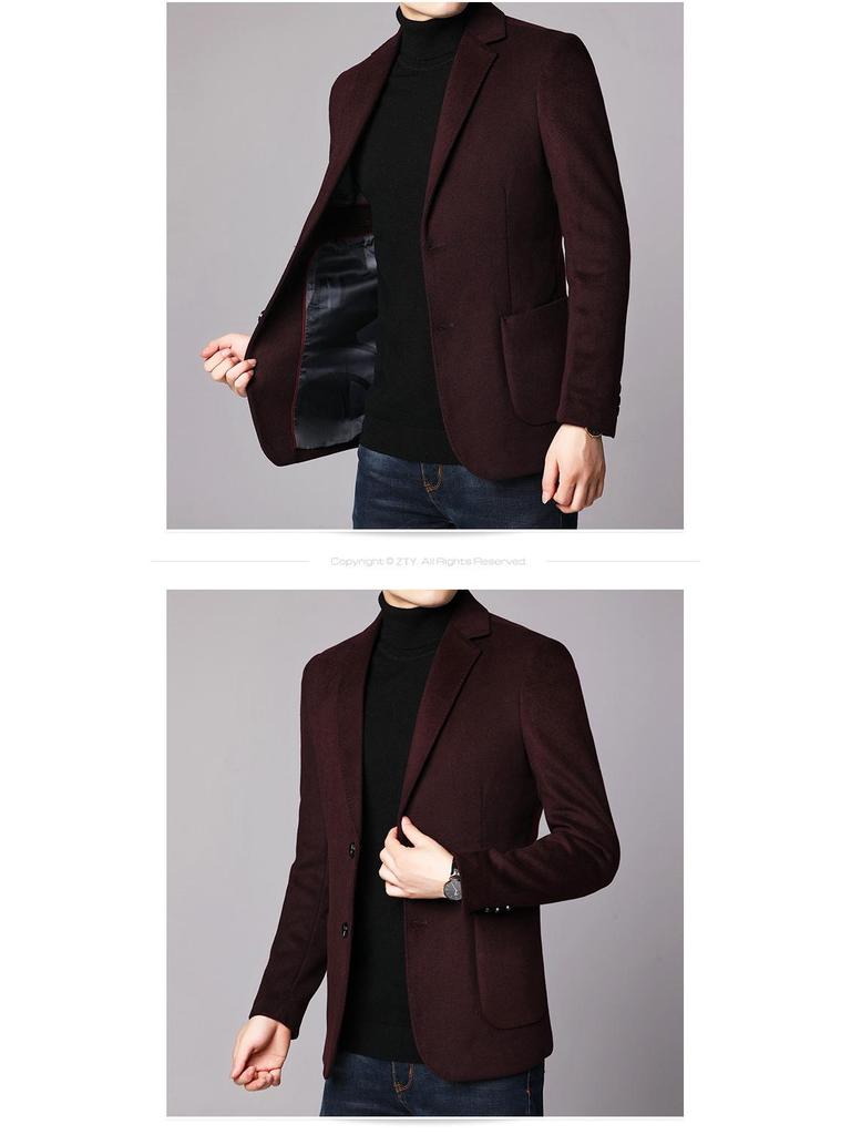 Men's Double-Breasted Cashmere Wool Overcoat & Casual Suit Set for Fall/Winter