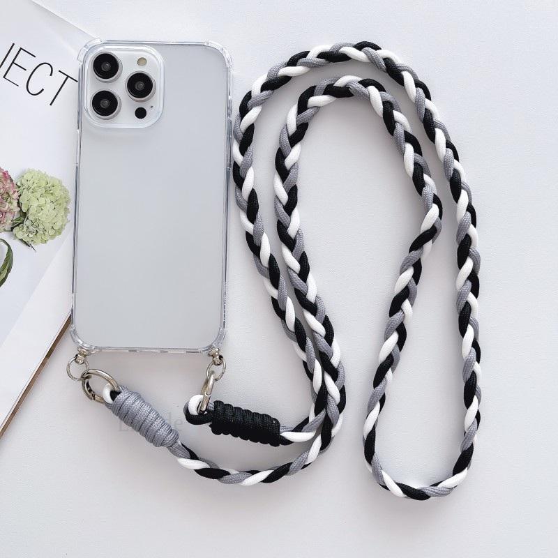 Crossbody Strap Neck Cord Case for Samsung Galaxy S24 S23 S22 Ultra S21 Plus S20 FE Note 20 Shockproof Braid Lanyard Clear Cover